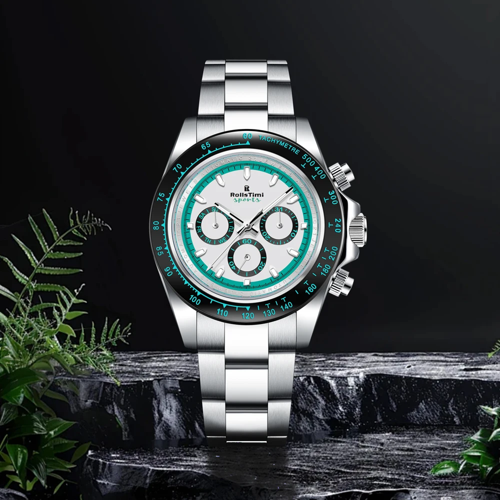 Rollstimi-Uhr für Herren, 2026, luxuriös, automatisch, mechanisch, Herrenuhr, Sport-Chronographenuhr, leuchtender Edelstahl, wasserdicht Image
