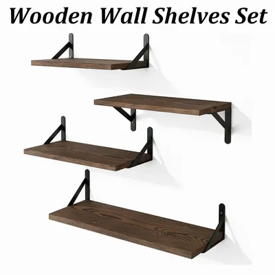 Wooden Wall Mounted Shelves Set Natural Wood Wall Shelves Different Sizes for Home Storage Decor Living Room Bathroom Bedroom