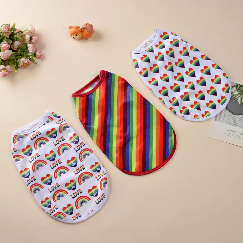 Hunde weste Kleidung für kleine mittelgroße Hunde Katzen Sommer atmungsaktive Regenbogen Liebe kreativen Druck Welpen T-Shirt weiche Chihuahua Outfits Image