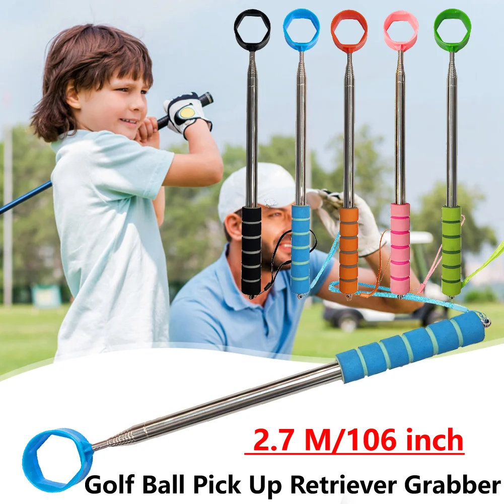 2,7 m/8,86 ft Teleskop Golf Ball Retriever Edelstahl Ball Retriever Werkzeug Ausziehbare Golf Ball Retriever Golf Geschenke für Golfer Image