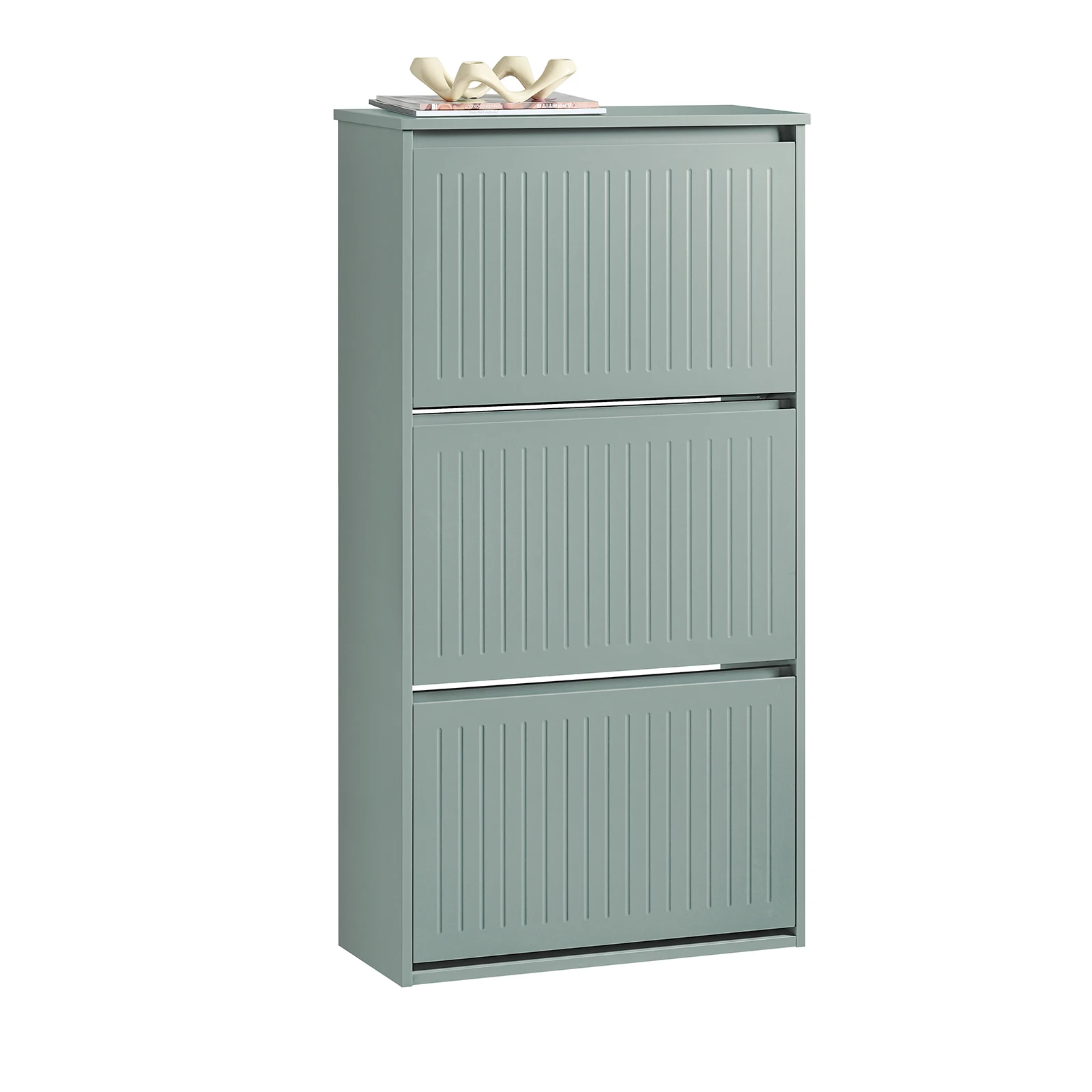 SoBuy FSR165-H Schuhkipper mit 3 Klappen Schuhablage Schuhschrank schmal Schuhregal mit 6 Ablageflächen Schuhkommode