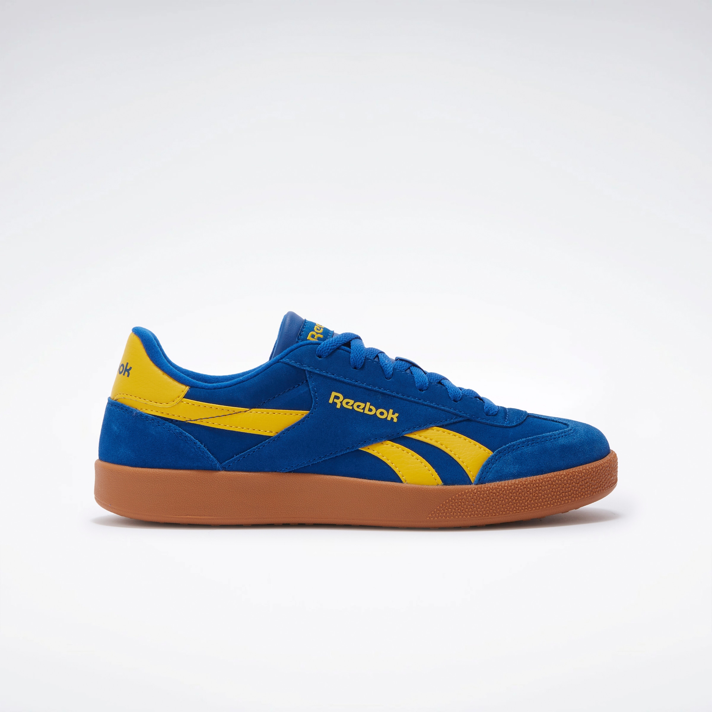 Sneaker REEBOK CLASSIC "REEBOK SMASH EDGE", Gr. 44,5, blau (optimumblau, goldenhaze, gum), Leder, Synthetik, Schuhe