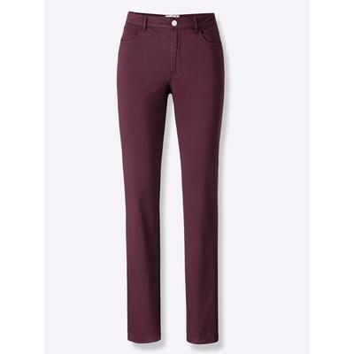 Bequeme Jeans CASUAL LOOKS, Damen, Gr. 22, Kurzgrößen, rot (burgund), 97% Baumwolle, 3% Elasthan, unifarben, lang, Jeans Image