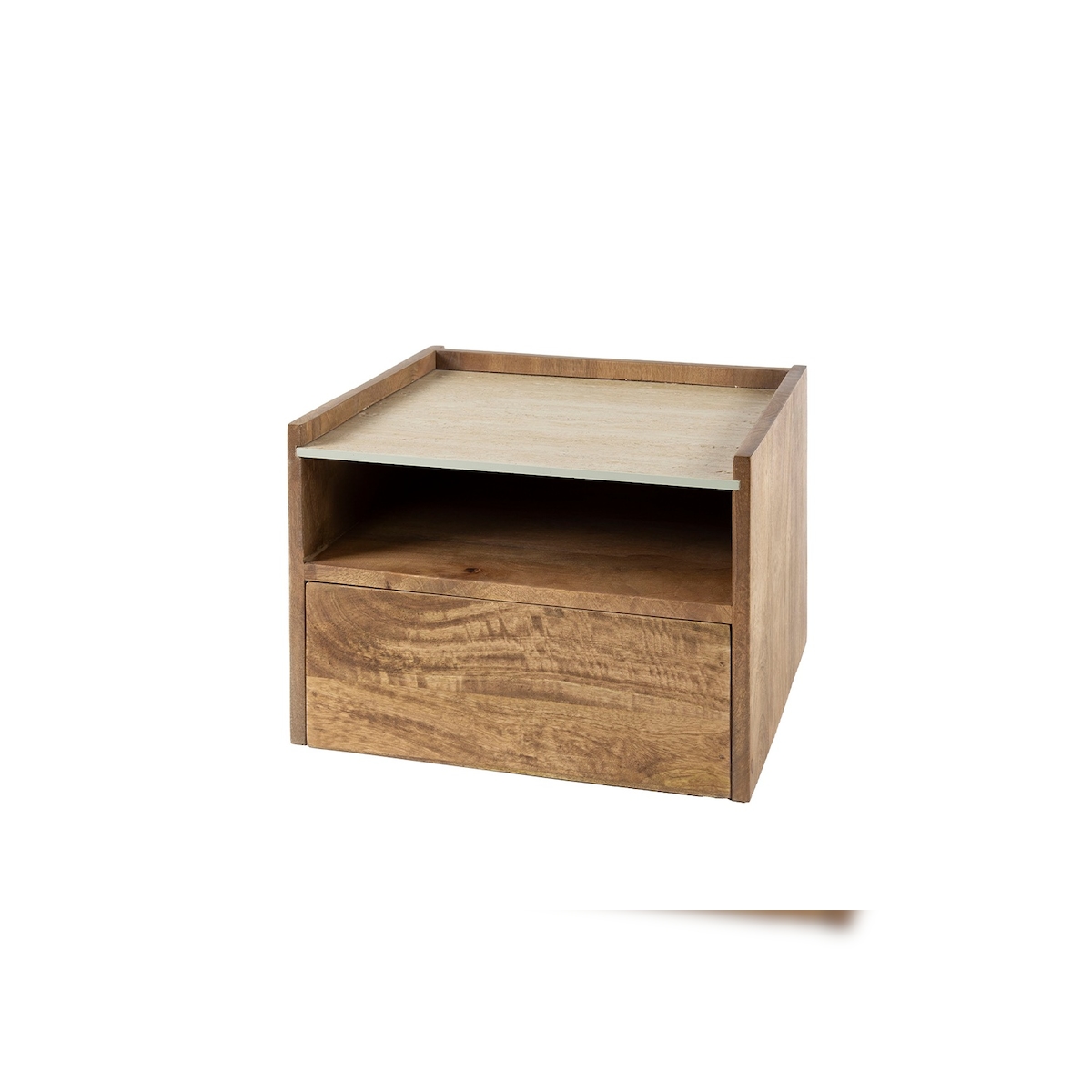 KAWOLA Nachttisch NORYN XL hängend Mangoholz massiv natur 1 Schublade Image