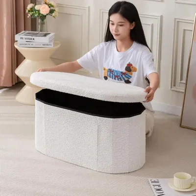 Heavy-Duty Storage Ottoman Bench - Foldable Seat with Shoe Organizer, Multi-Functional Footrest Stool for Living Room & Entryway