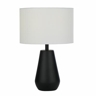 Pair of Matt Black Touch Table Lamps with Linen Shade