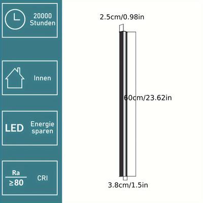 TEMU Modern Simple Led Wall Lamp Indoor Home Use - 60/80/100cm 21w Up And Down Warm White Light Living Room Bedroom Bedside Lamp Elegant Black Metal Decoration Versatile Wall Lighting Image