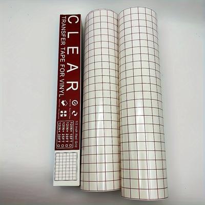 TEMU Clear Vinyl Transfer Paper Tape - 1x10ft W/alignment Grid, Adhesive Vinyl For , Cricut, Signs, Windows, Halloween Crafting, Crafting Essentials, Gridlined Paper, Precision Cutting Tool