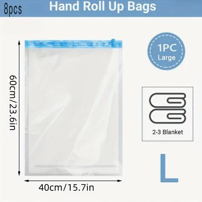 TEMU 8pcs Set Of Vacuum Storage Bags, Travel Enthusiasts. Space-saving Design With For A Pump Or Vacuum During Trips. Ideal For Storing Dry And Wet Items, Easily Fits In Your Bag