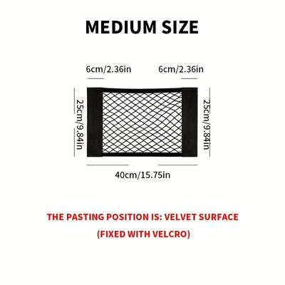 TEMU Car Storage Bag - Storage Net Pouch - Mesh Bag For Trucks - Multi-functional Car Mobile Phone Bag Adhesive - Suitable For Rear Trunk Adhesive Storage, Clean And Organize Image