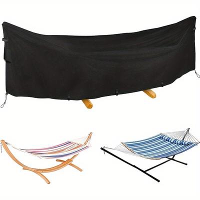 TEMU Outdoor Garden Cover - Windproof Non-waterproof Black Oxford Fabric Glider Protection Cover With Adjustable Drawstrings Image
