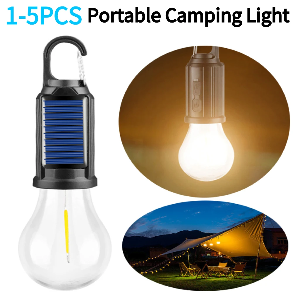 1-5PCS Solar Tragbare Camping Licht USB Lade BBQ Atmosphäre Licht Wasserdichte Tragbare Handheld Lampe 4 Gänge für BBQ Camping Image
