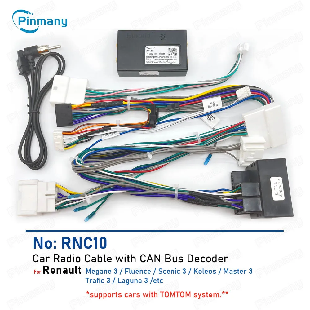Autoradio-Kabel RNC10 Kabelbaumadapter mit CAN-Bus-Decoder für Renault Koleos Megane3 Scenic3 Laguna 3 Fluence TomTom Image