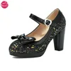 Frauen Kleid Schuhe Mary Jane Plattform Riemen Schnalle Hochzeits feier Schuhe Glitzer Brautjungfern Mädchen Prinzessin Heels plus Größe 34-48