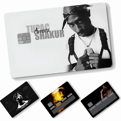 Singer 2pac Aufkleber 4 Stück PVC Kreditkarten-Haut-Aufkleber Abnehmbare selbstklebende Schutzfolie Image