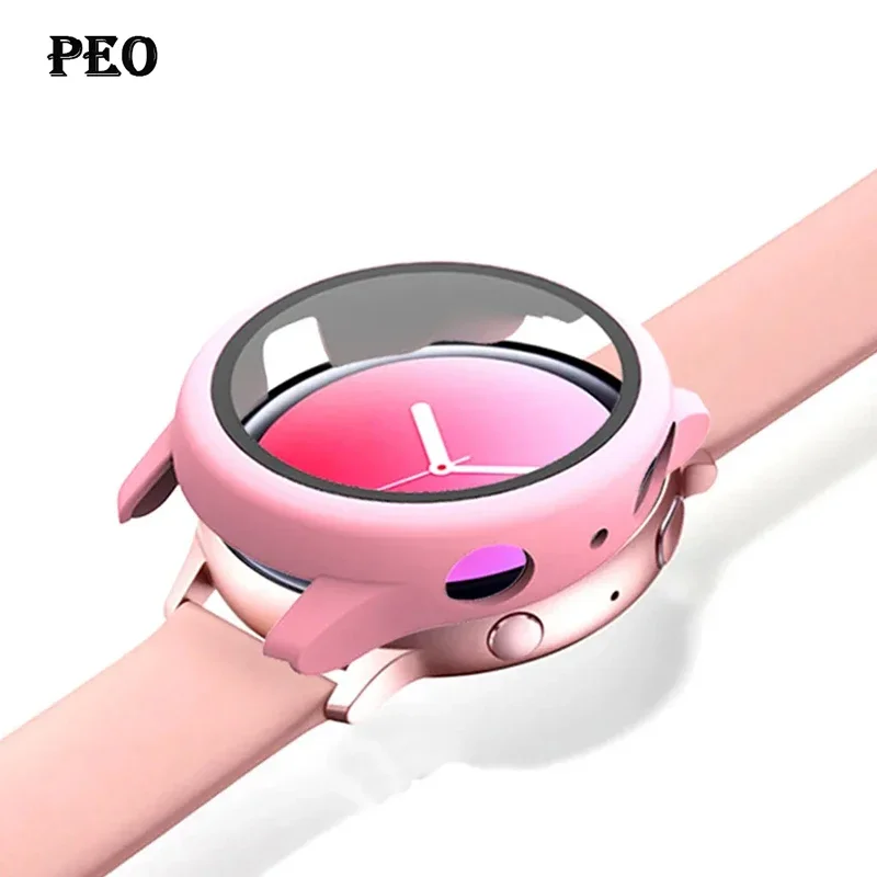 Glas + Hülle für Samsung Galaxy Watch Active 2 44 mm 40 mm Rundum-Abdeckung Stoßstange + Displayschutzfolie Correa Active2 44 mm 40 mm Image