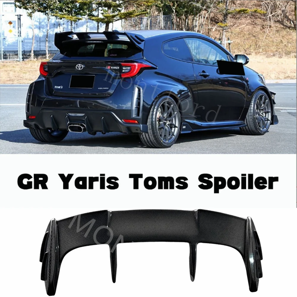 Hohe Qualität Auto heckspoiler Für Toyota GR Yaris Real Carbon Fiber Hinten Dach Spoiler Hinten Flügel T Stil Auto Zubehör FRP Image