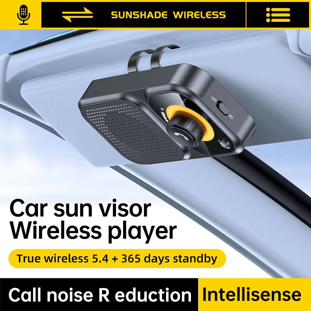 2025 Neueste Bluetooth 5,4 Sonnenblende Clip Auto Lautsprecher Drahtlose Freisprecheinrichtung Car Kit Freisprecheinrichtung Stereo Musik Player Unterstützung Siri Image