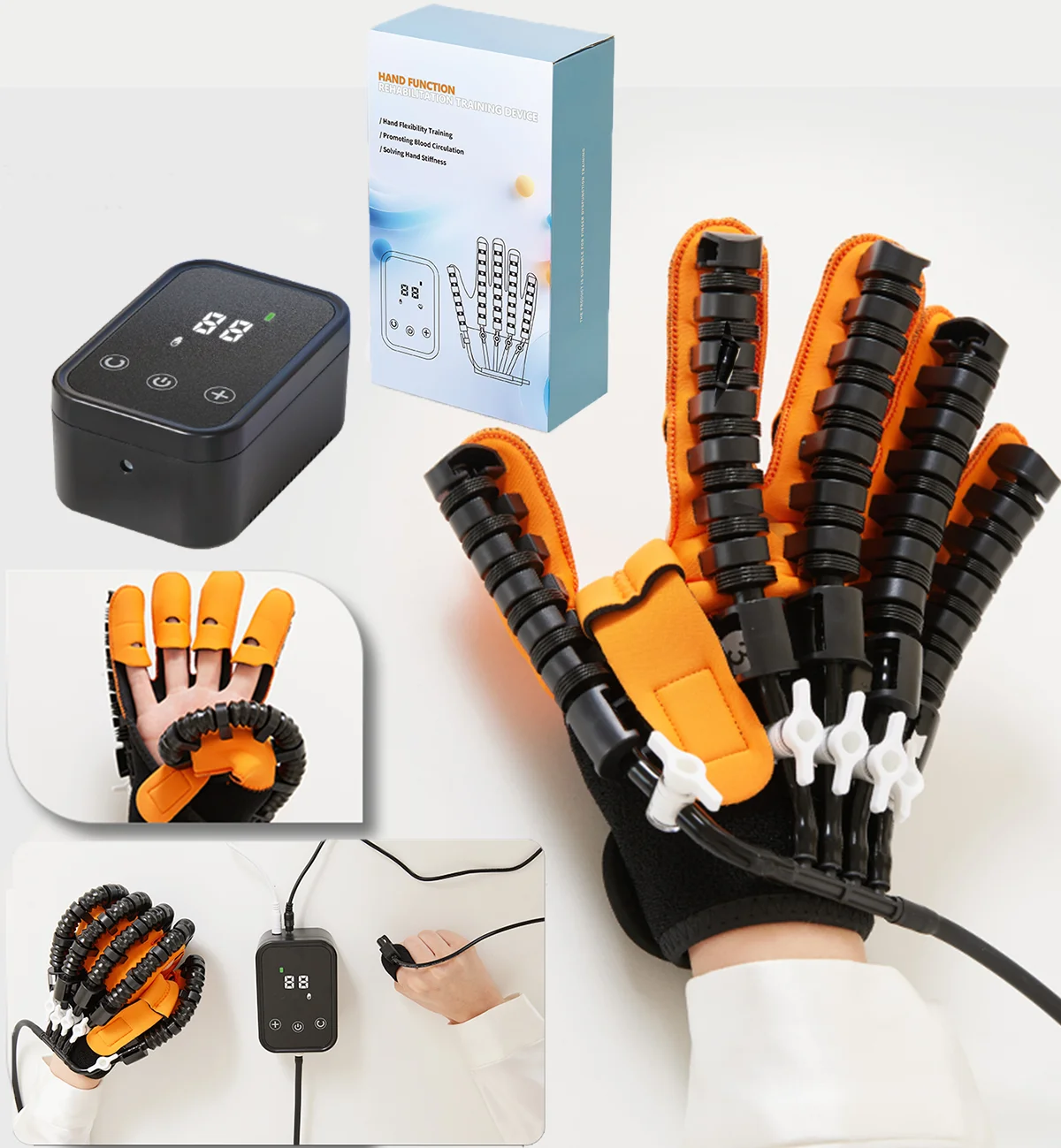 Intelligente Massagehandschuhe, Roboter-Rehabilitationshandschuhe für Schlaganfall, Hemiplegie, Handfunktion, Erholung, Fingertrainer, Handübung Image