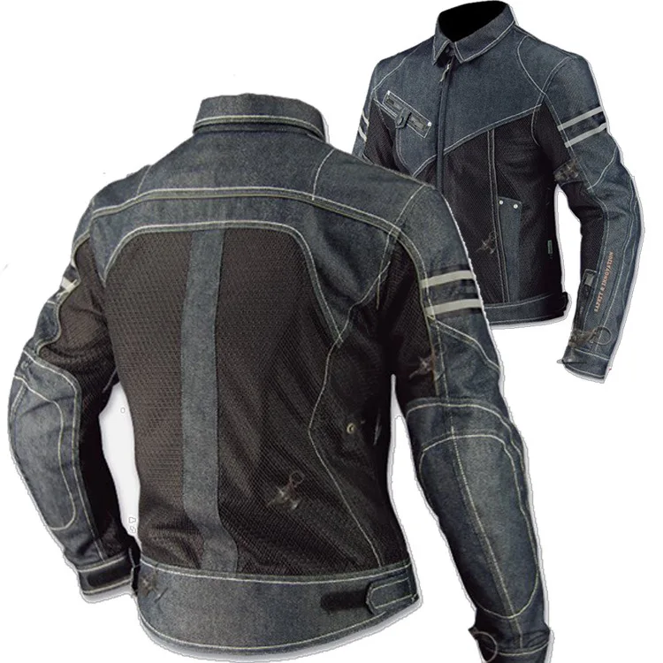 Klassische JK-006 Motorradjacke, Rennjacke, Offroad-Jacke, Denim-Mesh-Rennanzug mit Ellenbogen- und Rückenschutz Image
