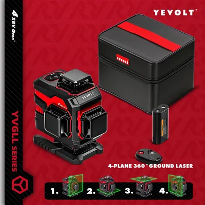 YEVOLT YVGLL4XS16 Volumetric 16-Line Laser Level Multi-Plane Self-Leveling Carpet Installation Baseline High-Accuracy 30m Woring