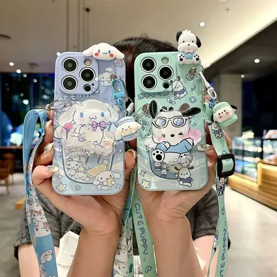 MINISO Kawaii Anime Cinnamoroll Pochacco Cartoon Cute IPhone Mobile Phone Case Girl Couple Crossbody All Models Order Note Model