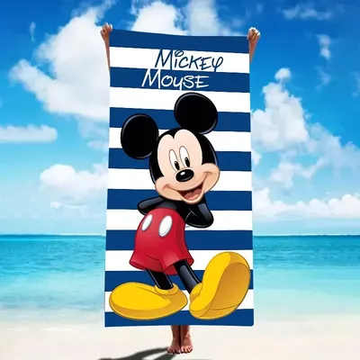Disney Mickey Mouse Striped Beach Towel: Fun in the Sun! Suitable for towels, bath towels, beach towels, gifts