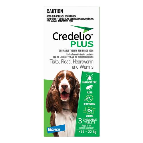 Credelio Plus für große Hunde 11-22kg (24 bis 48lbs) Grün 12 Kauartikel