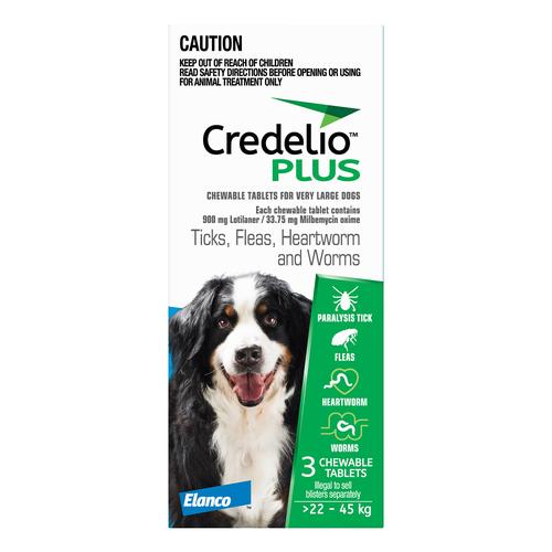 Credelio Plus für extra große Hunde 22-45kg (48 To 100lbs) Blau 6 Kausnacks