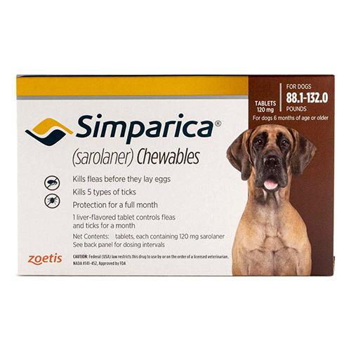 Simparica Floh & Zecke Kautabletten für Hunde über 88 lbs (braun) 3 Dosen