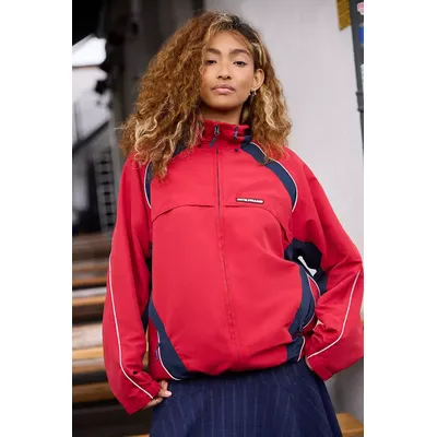 iets frans. Tyla Panelled Shell Jacket - Red 2XS at Urban Outfitters