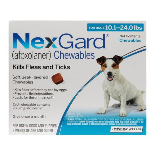 Nexgard Kautabletten für mittlere Hunde 10.1-24 Lbs (Blau) 28mg 6 Kautabletten