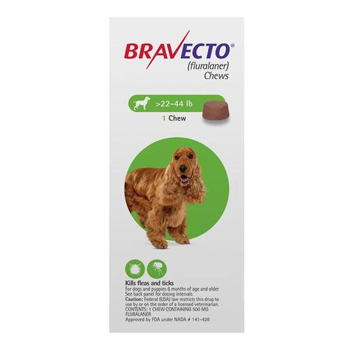 Bravecto Für Mittlere Hunde 22- 44 Lbs (Grün) 2 Kauartikel