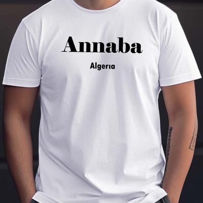 TEMU Algeria Inspired Men's T-shirt - Casual Short Sleeve, Polyester, Geometric Print, Machine Washable - Summer Image