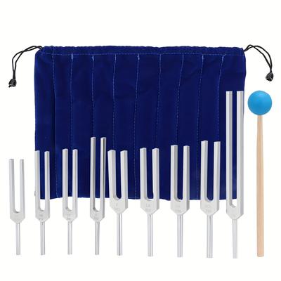 TEMU Tuning Fork Set, 9pcs 174/ 285/ 396/ 417/ 528/ 639/ 741/ 852/ Chakra Perfect Musical Tuning Fork Hammer Set 9pcs For Tuning Tuning-devices Instrument Tuner Device