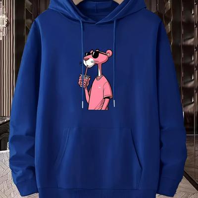 TEMU 1pc Hip-hop Streetwear Oversized Hoodie, Geometric-patterned Polyester With Applique Detail, Long Sleeve Hooded Sweatshirt With Stretch, Regular Jacket For Casual Autumn/winter Wear Image