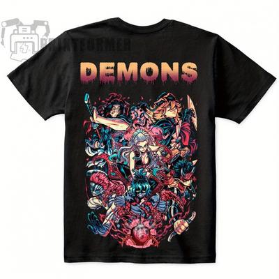 TEMU Men's Bohemian Tshirt Blade Anime Graphic, Short Sleeve, Round Neck, Black, Wear, Anime Clothes Image