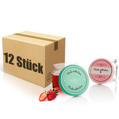 TEMU 12pcs Set Of Jam Jars With Lids In Pink And Pastel Made Style - 330ml Jam Jars Image