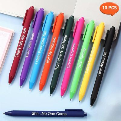TEMU 10/40pcs Funny Ballpoint Pens Set Swear Word Daily Pens Novelty Pens Dirty Word Rude Complaining Quotes Pens For Christmas Gift Colleague Coworker Office Supplies, Black Ink(work ) Image