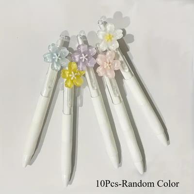 TEMU 10-pack Floral Gel Pens, Retractable Pens With Elegant , , Smooth Writing For Home, School, Office, Birthday Party Gifts Image