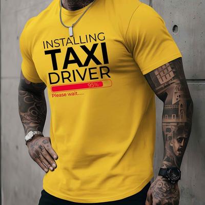 "TEMU Men's "installing " Graphic T-shirt - Navy Blue, Short-sleeved, Round Neck, Breathable Polyester , Casual Summer Fashion Top, Tshirt|trendy Fashion" Image