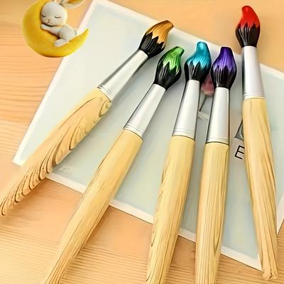 TEMU 5 Creative Round Ballpoint Pens: Simulated Oil Painting Effect, , Signature Pen - Suitable For Back-to-school, Cute Stationery, Campus Colors, Writing And Diary Image