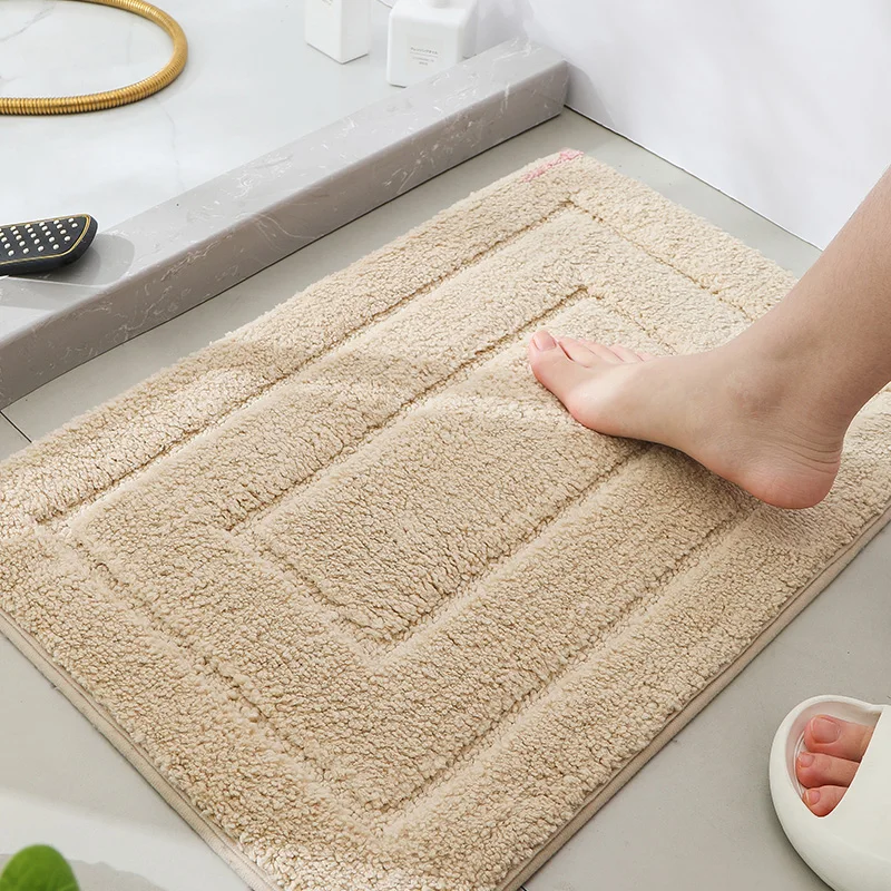 1 pièce de tapis de pied souple circulaire en peluche pour salle de bain, tapis de porte, tapis de sol de salle de bain, adapté à la salle de bain lavable en machine