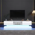 Armoire TV TV panneau bas haute brillance 2 tiroirs de Long 160 cm table TV armoires de salon avec éclairage LED meubles TV pour