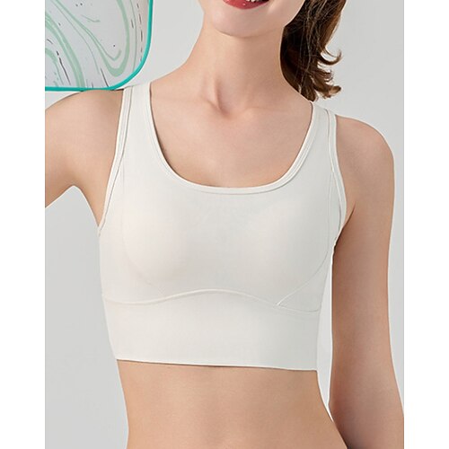 Damen Einfarbig Tennis-BH Ärmellos Netz Stoßfest Feuchtigkeitsableitend Atmungsaktiv Tennis Golfspiel Joggen Runden Schwarz Weiß Rosa Tennisbekleidung Image