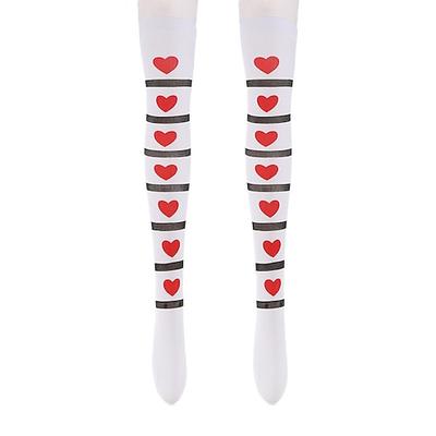 Alice im Wunderland Märchen Herzkönigin Die rote Königin Gift Strümpfe / Strumpfhosen Zubehör Oberschenkelhohe Strumpfhosen Märchenfiguren Film Cosplay for Damen Erwachsene Halloween Karneval Welttag Image