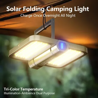 Outdoor LED Solar Camping Light 5000mAh Portable Tent Lantern Emergency Waterproof Hanging Lights Lighting Long battery life