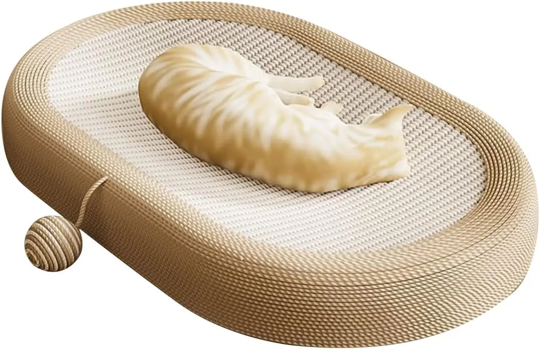 3-in-1 Sisal Cat Scratcher Lounge mit Spielball – langlebiges Kratzbett für Katzen/Kätzchen/Welpen, Möbelschutz Image