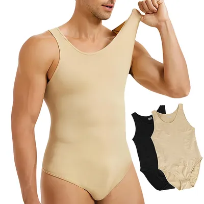 Männer Shapewear Body Bauch-steuer Bauch Kompression Abnehmen Body Ärmel Offenen Schritt Unterhemd Full Body Shaper Image
