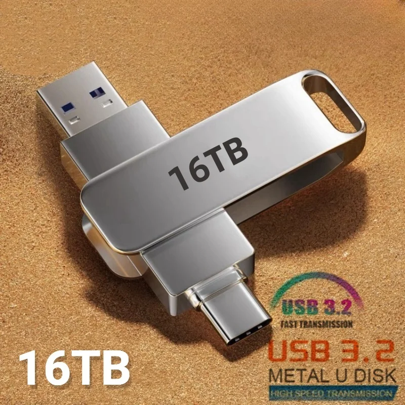 16 TB Flash-Laufwerk USB 3.2 Super High Speed Metall Transfer U Disk Pen Drive Wasserdicht Typ C Festplatte SSD USB Laufwerk Festplatte Image